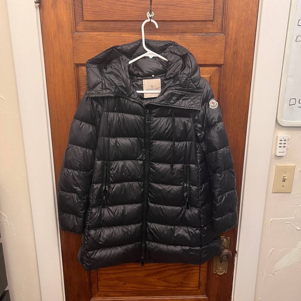 Moncler Puffer Jacket Black Down Insulated Quilted Full Zip Hooded Coat sz 00